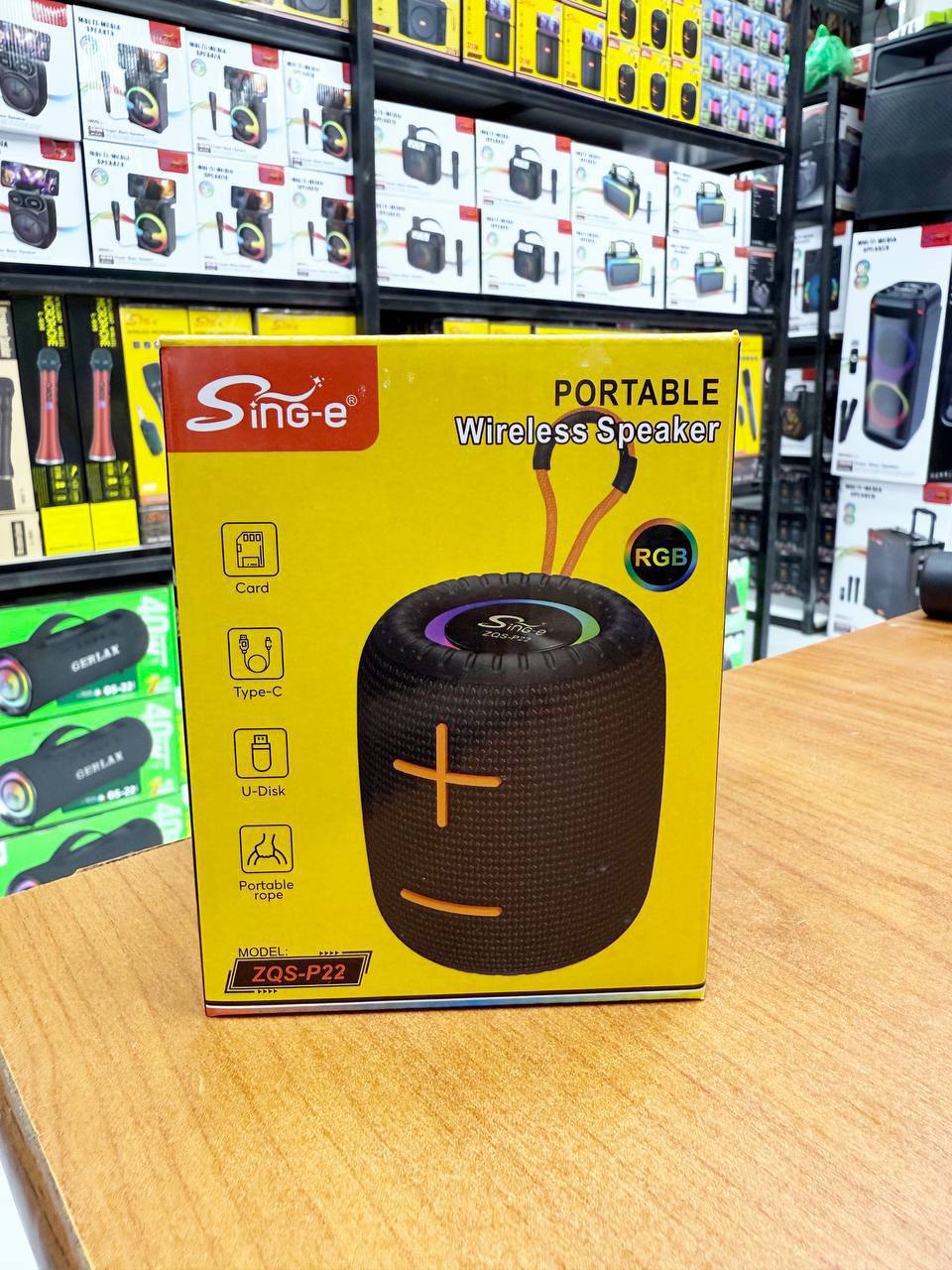 Портативная Bluetooth-колонка Sing-e ZQS-P22 с RGB-подсветкой и встроенным ремешком
