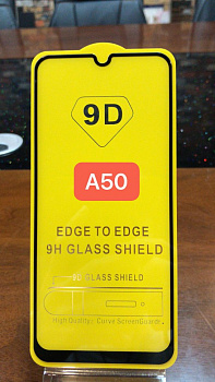 Защитное стекло Full Glue для Samsung A50, черный
