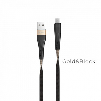 Кабель hoco U39 Slender USB - micro USB, 1.2 м черно-золотой