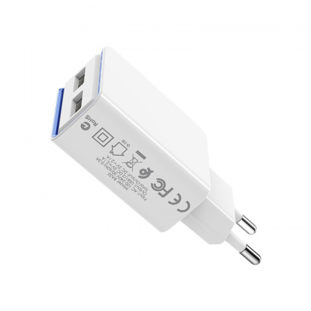 Зарядное устройство BOROFONE BA35 Brilliant 2*USB, 2.1A, белый