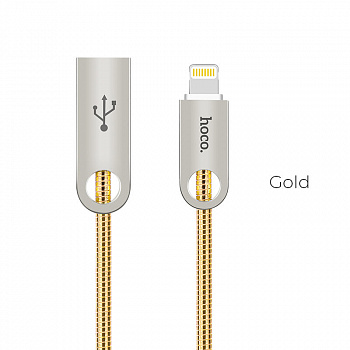 Кабель Hoco U8 Zinc alloy, lightning, 1 м, золотой
