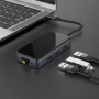 Переходник HOCO HB16 Easy expand, Type-C - 3xUSB3.0+ HDMI+PD+RJ45, серый металлик