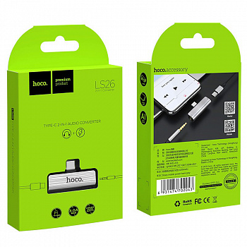 Переходник Hoco LS26, USB Type-C - mini jack 3.5 mm
