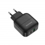 Зарядное устройство BOROFONE BA46A Premium, 3A, черный, два порта: USB/Type-C