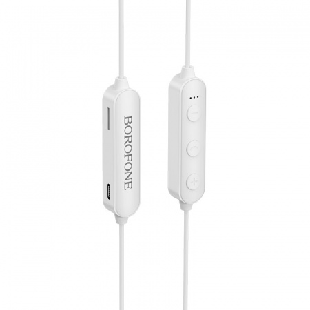 Беспроводные наушники BOROFONE BE27 Cool song sports, Bluetooth, 55 см, 70 мАч, Белый, Hands-free/TF