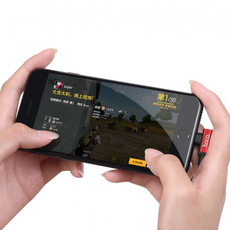 Адаптер аудио-переходник Hoco LS18 для Apple, серый
