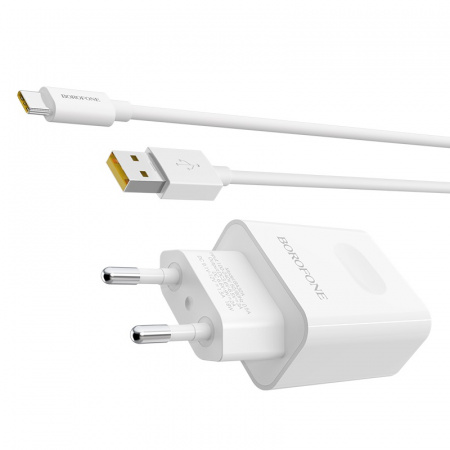 Зарядное устройство BOROFONE BA32A Bright power, 3A, белый, с кабелем Type-C