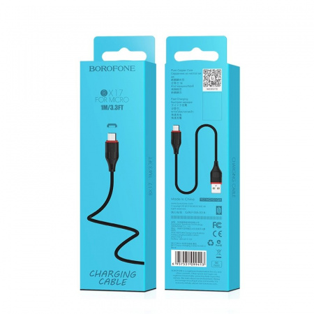 Кабель Borofone BX17 USB - micro USB, 1 м черный