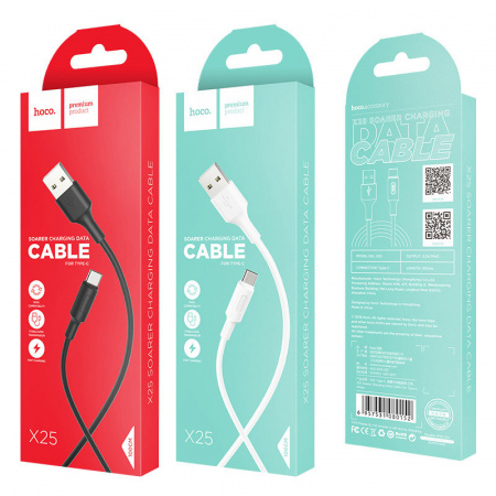 Кабель Hoco X25 Soarer, USB - USB Type-C, 1 м, белый
