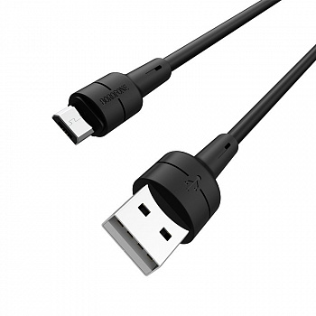 Кабель Borofone BX15 SoftJet USB - micro USB, 1 м черный