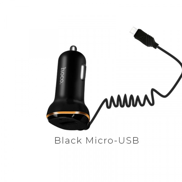 Автомобильное зарядное устройство Hoco Z14, Micro USB, черный