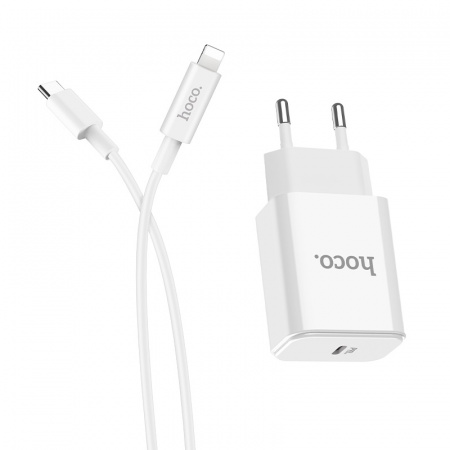 Зарядное устройство HOCO C71A Star speed, 2.4A, белый, 18W порт Type-C, кабель Lightning, быстрая зарядка