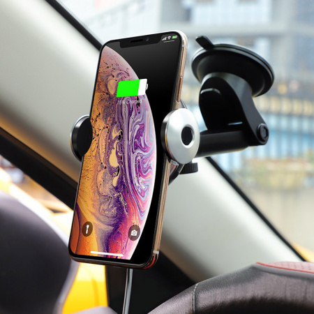 Автомобильный держатель HOCO CA48 с беспроводной зарядкой, 15W, черный+серебряный, на воздуховод