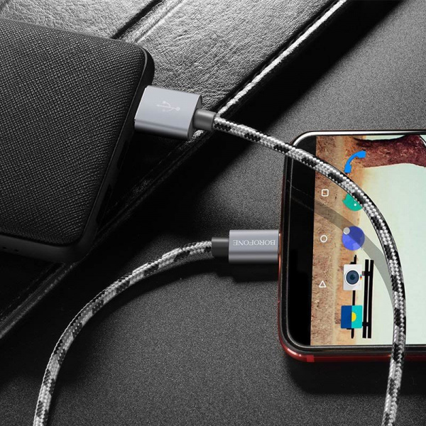 Кабель Borofone BX24, USB - USB Type-C, 1 м, серый