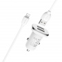 Автомобильное зарядное устройство BOROFONE BZ12 Lasting power 2*USB, 2.1A, белый, кабель Lightning