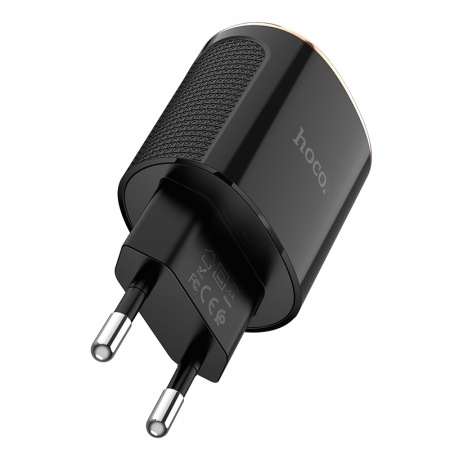 Зарядное устройство HOCO C60A Prestige, 3.4A, черный, двойной порт, QC2.0