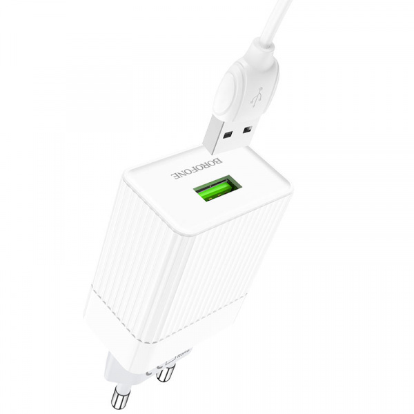 Зарядное устройство BOROFONE BA47A Mighty, 3A, белый, кабель micro USB BX19 Huiyi
