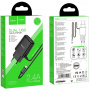 Зарядное устройство HOCO C82A Real, 2.4A, черный, кабель micro USB