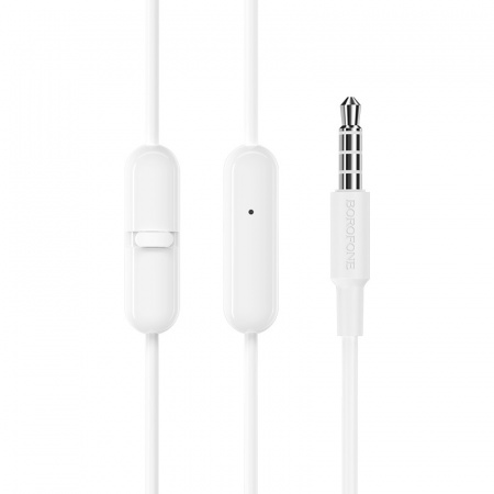 Проводные наушники BOROFONE BM46 Echo, Jack 3.5mm, 1.2 м, Белый, контроллер с микрофоном