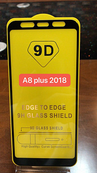 Защитное стекло Full Glue для Samsung A8 Plus 2018, черный
