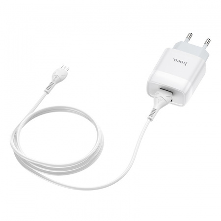 Зарядное устройство HOCO C73A Glorious, 2.4A, белый, кабель micro USB