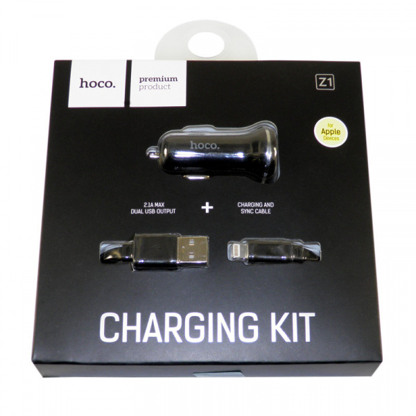 Автомобильное зарядное устройство Hoco Z1, Micro USB, черный