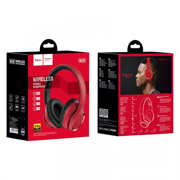 Беспроводные наушники HOCO W28 Journey, Bluetooth, красный