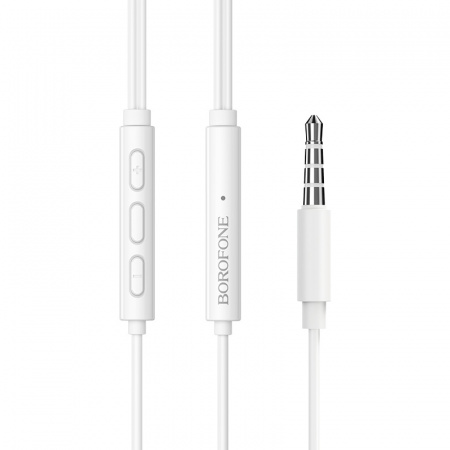 Проводные наушники BOROFONE BM45 Sound, Jack 3.5mm, 1.2 м, Белый, контроллер с микрофоном
