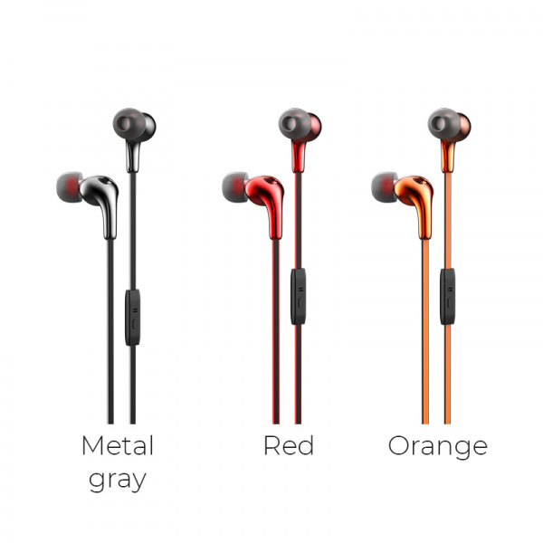 Проводные наушники HOCO M30 Glaring, Jack 3.5mm, 1.2 м, серый металлик, контроллер с микрофоном