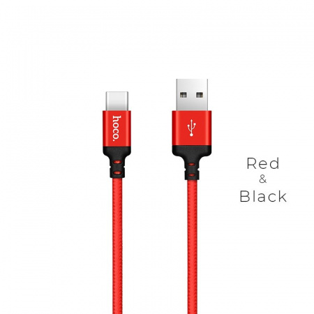 Кабель Hoco X14, USB - USB Type-C, 1 м, красно-белый