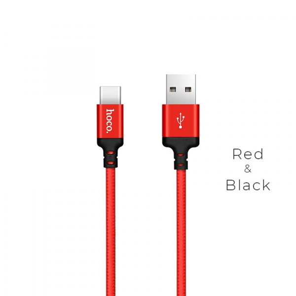 Кабель Hoco X14, USB - USB Type-C, 1 м, красно-белый