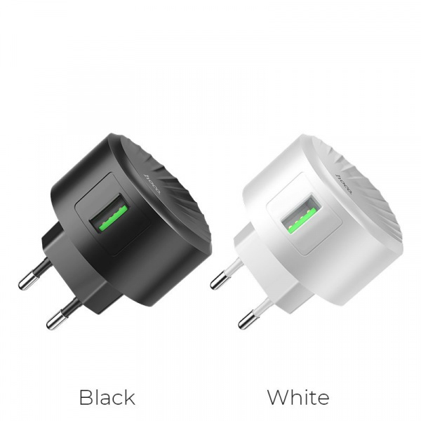 Сетевое зарядное устройство Hoco C68A QC3.0, 1 USB, 2.4А, Quick charge 3.0, черный