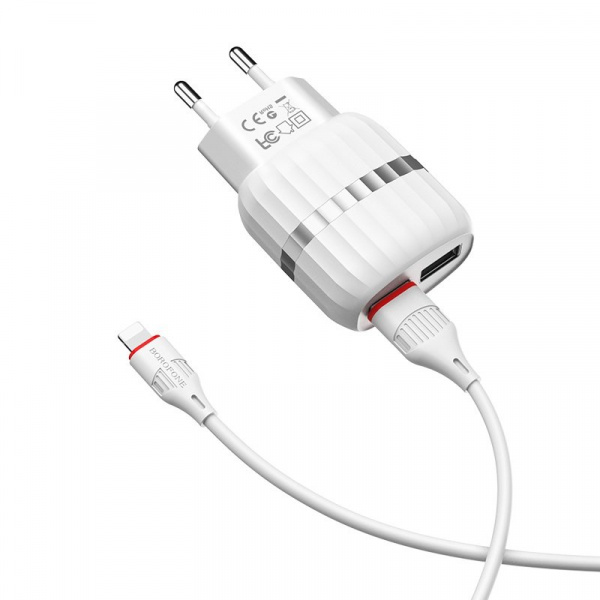 Комплект зарядки lightning Borofone BA24A, 2USB 2.1A, черный