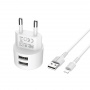 Комплект зарядки для iPhone 5,6,7 Borofone BA23A, 2 USB