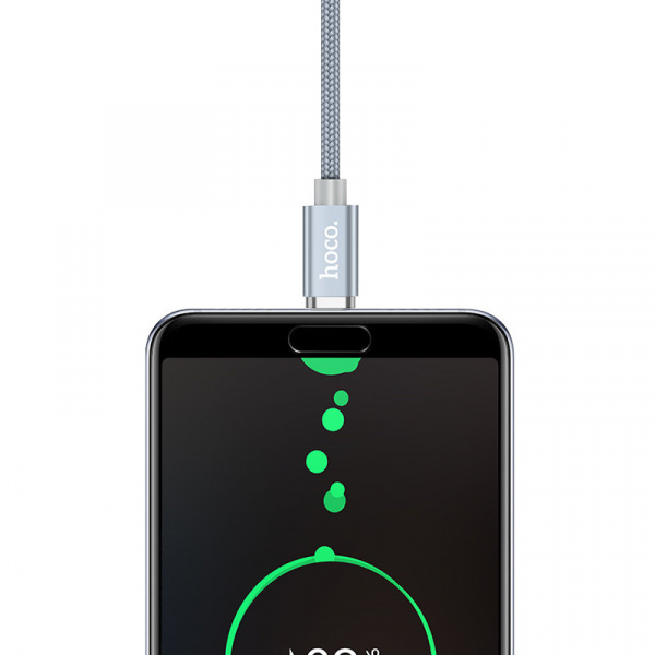 Кабель Hoco U40A, USB - USB Type-C, 1 м, серый