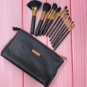 Набор кистей для макияжа в косметичке BH Cosmetics чёрный