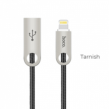 Кабель Hoco U8 Zinc alloy, lightning, 1 м, серый