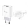 Зарядное устройство HOCO C81A Asombroso single, 2.1A, белый, кабель micro USB